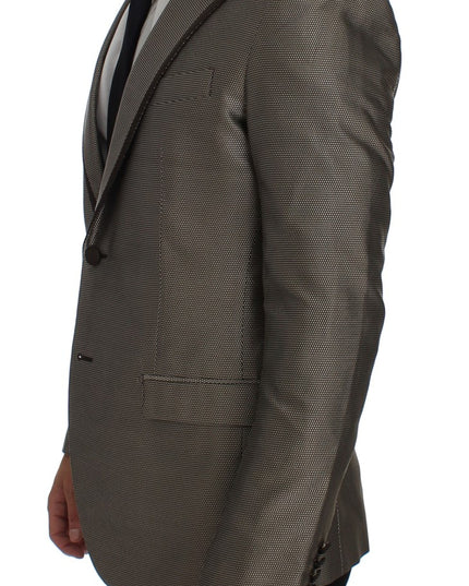 Dolce & Gabbana Brown Slim Fit Silk Two Button Blazer