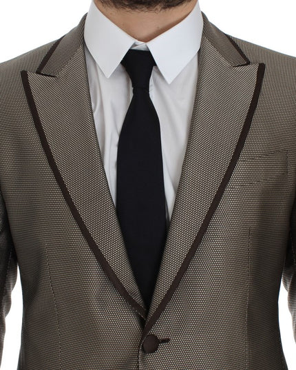Dolce & Gabbana Brown Slim Fit Silk Two Button Blazer