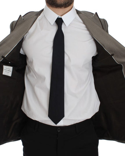 Dolce & Gabbana Brown Slim Fit Silk Two Button Blazer