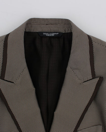 Dolce & Gabbana Brown Slim Fit Silk Two Button Blazer