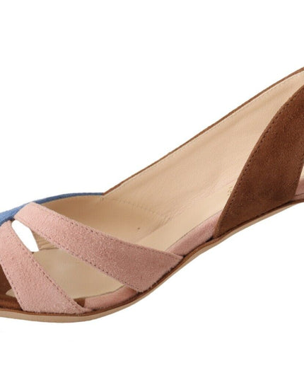 GIA COUTURE Multicolor Suede Leather Slingback Heels Sandals Shoes