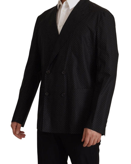 Dolce & Gabbana Black Polka Dotted Cotton Blazer Jacket