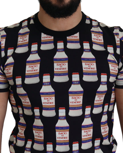 Dolce & Gabbana Black Bacio Di Venere Cotton Crew T-shirt