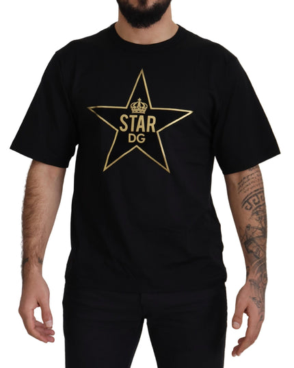 Dolce & Gabbana Black Gold STAR Crown DG Cotton Crewneck T-shirt