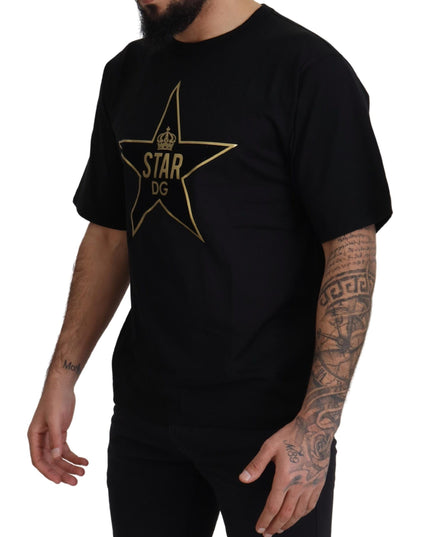 Dolce & Gabbana Black Gold STAR Crown DG Cotton Crewneck T-shirt