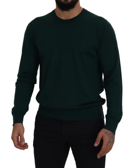 Dolce & Gabbana Green Cashmere Crewneck Pullover Sweater