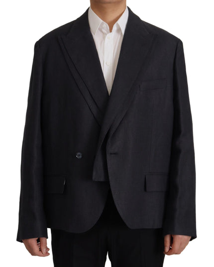 Dolce & Gabbana Blue Linen Formal Mens Blazer Jacket