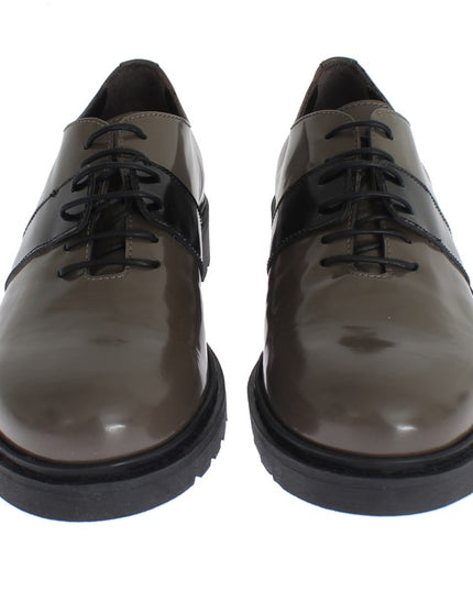 AI_ Gray Brown Leather Laceups Shoes