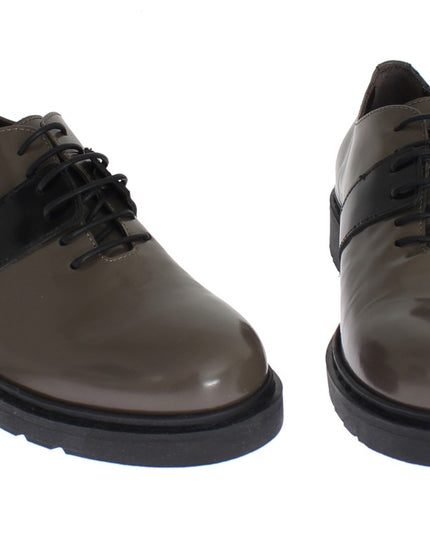 AI_ Gray Brown Leather Laceups Shoes