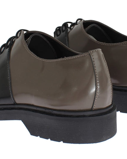 AI_ Gray Brown Leather Laceups Shoes