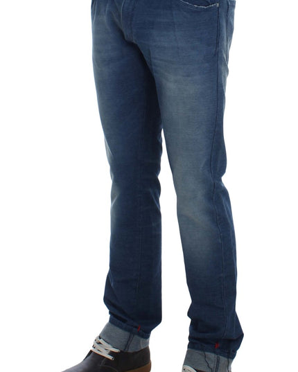 Acht Blue Wash Denim Cotton Stretch Slim Fit Jeans