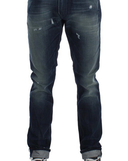 Acht Blue Wash Cotton Denim Slim Fit Jeans