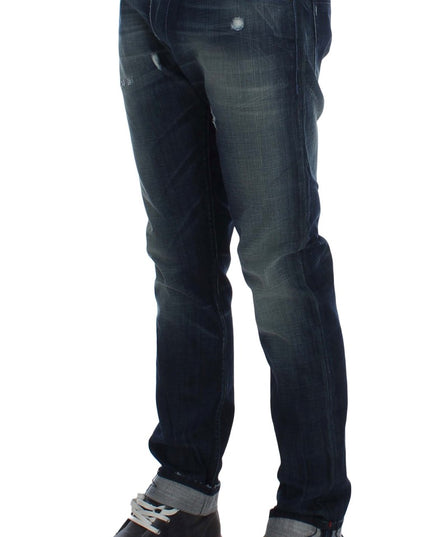 Acht Blue Wash Cotton Denim Slim Fit Jeans