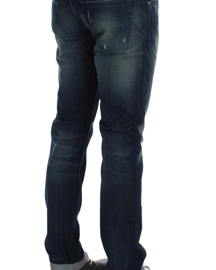 Acht Blue Wash Cotton Denim Slim Fit Jeans