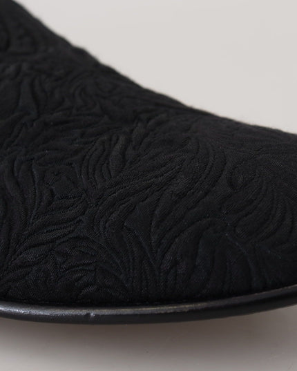 Dolce & Gabbana Black Floral Jacquard Slippers Loafers Shoes