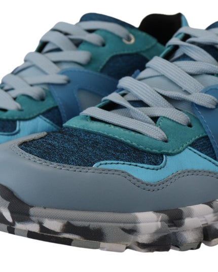 Dolce & Gabbana Blue Gray Leather Sport Low Top Sneakers