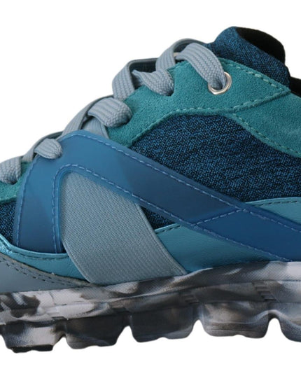 Dolce & Gabbana Blue Gray Leather Sport Low Top Sneakers