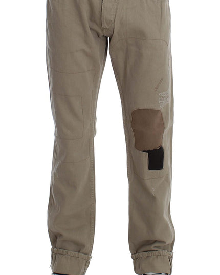 Acht Beige Cotton Patchwork Jeans