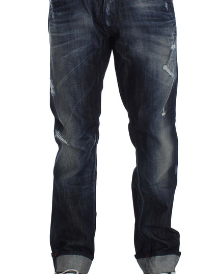 Acht Blue Cotton Regular Straight Fit Jeans