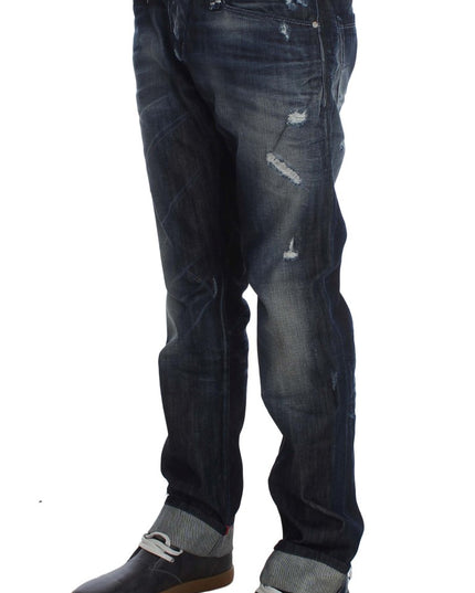 Acht Blue Cotton Regular Straight Fit Jeans