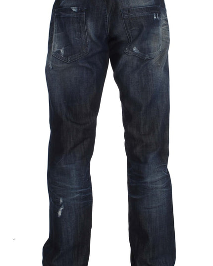 Acht Blue Cotton Regular Straight Fit Jeans