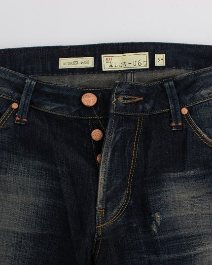 Acht Blue Wash Straight Fit Low Waist Jeans