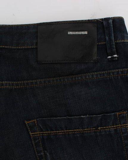 Acht Blue Wash Cotton Denim Straight Fit Jeans