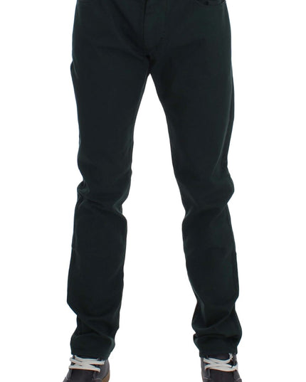 Ermanno Scervino Green Cotton Denim Stretch Straight Fit Jeans