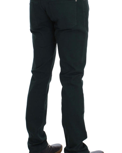 Ermanno Scervino Green Cotton Denim Stretch Straight Fit Jeans