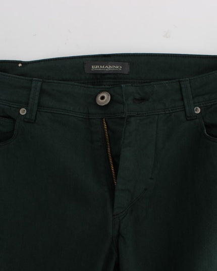Ermanno Scervino Green Cotton Denim Stretch Straight Fit Jeans