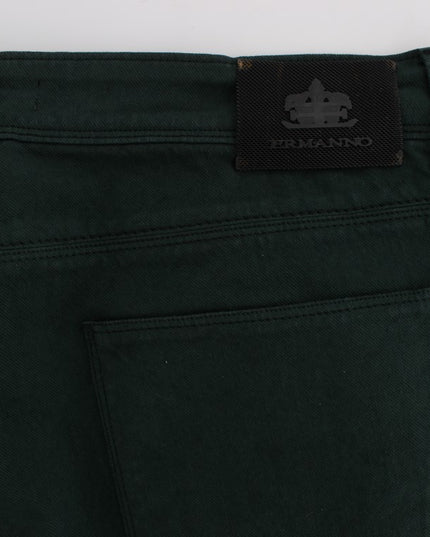 Ermanno Scervino Green Cotton Denim Stretch Straight Fit Jeans