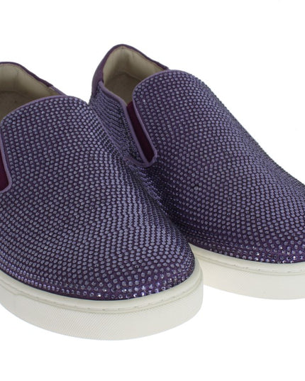 Dolce & Gabbana Purple Strass Canvas Logo Sneakers