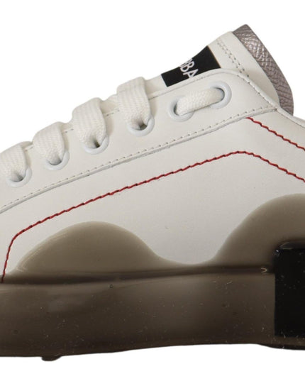Dolce & Gabbana White Leather Shoes Womens Logo Portofino Sneakers