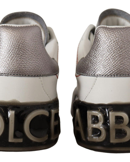 Dolce & Gabbana White Leather Shoes Womens Logo Portofino Sneakers