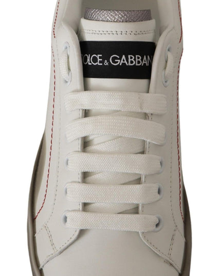 Dolce & Gabbana White Leather Shoes Womens Logo Portofino Sneakers