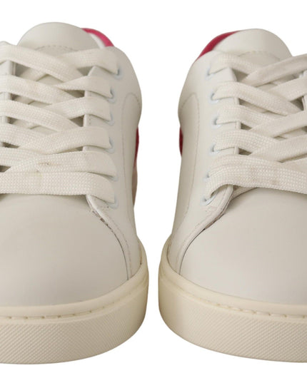 Dolce & Gabbana White Pink Leather Low Top Sneakers Womens Shoes