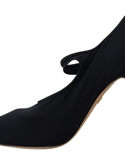 Dolce & Gabbana Black Socks Stretch Crystal Pumps Shoes