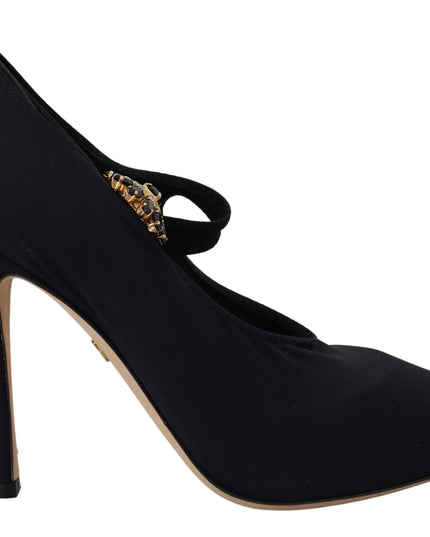 Dolce & Gabbana Black Socks Stretch Crystal Pumps Shoes