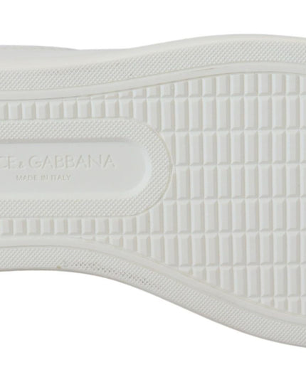 Dolce & Gabbana White Pink Leather Low Top Sneakers Shoes