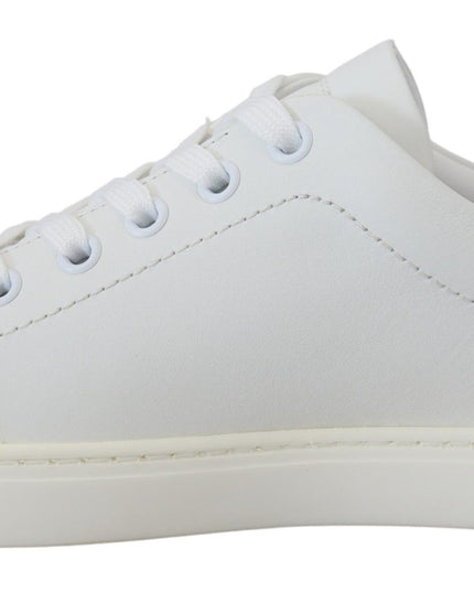 Dolce & Gabbana White Pink Leather Low Top Sneakers Shoes