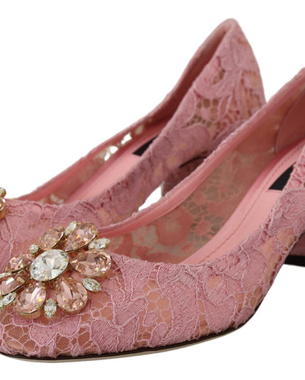 Dolce & Gabbana Pink Taormina Lace Crystal Pumps Pastel Shoes