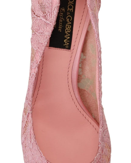 Dolce & Gabbana Pink Taormina Lace Crystal Pumps Pastel Shoes