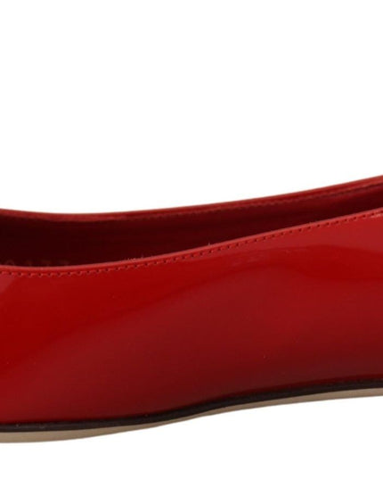 Dolce & Gabbana Red Leather Crystals Loafers Flats Shoes