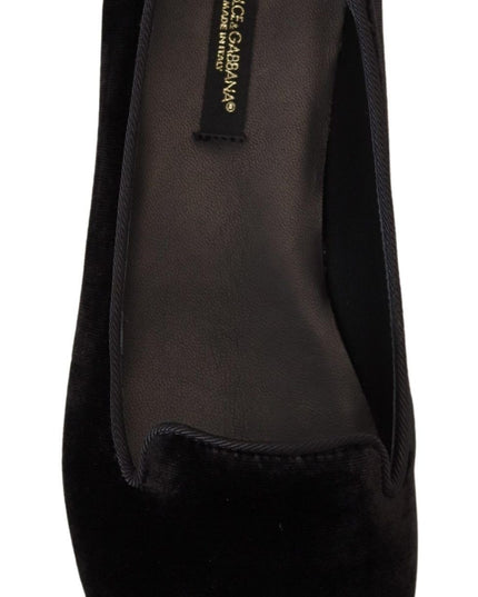 Dolce & Gabbana Black Velvet Slip Ons Loafers Flats Shoes