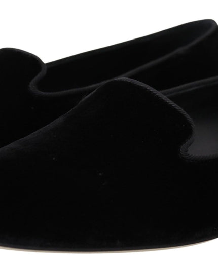 Dolce & Gabbana Black Velvet Slip Ons Loafers Flats Shoes
