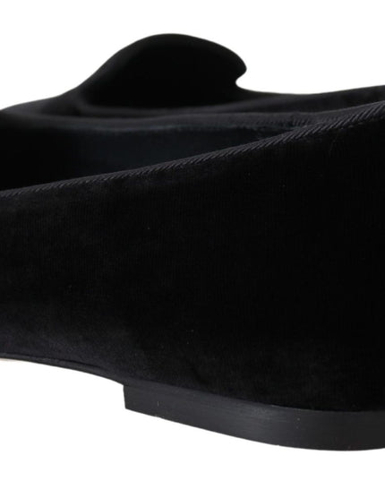 Dolce & Gabbana Black Velvet Slip Ons Loafers Flats Shoes