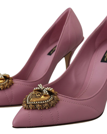 Dolce & Gabbana Pink Leather Heart DEVOTION Heels Pumps Shoes