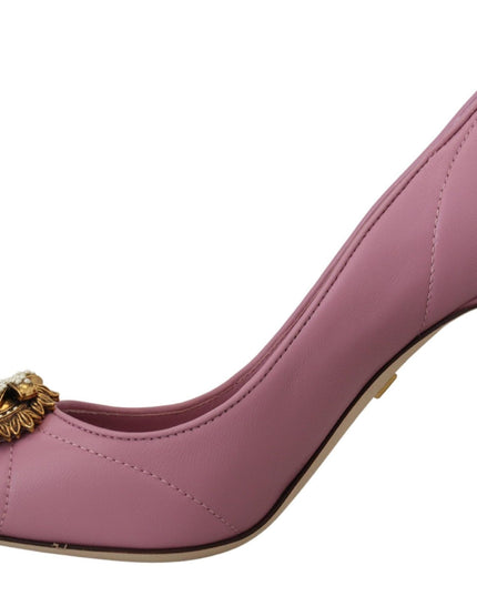 Dolce & Gabbana Pink Leather Heart DEVOTION Heels Pumps Shoes