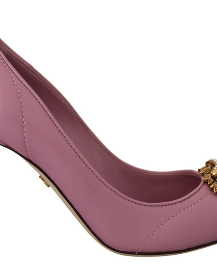 Dolce & Gabbana Pink Leather Heart DEVOTION Heels Pumps Shoes