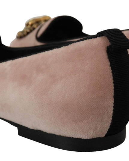 Dolce & Gabbana Pink Velvet Slip Ons Loafers Flats Shoes